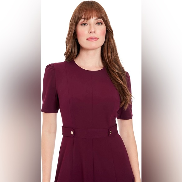 Elegant Mulberry fit and flare Women's Dress - Picture 2 of 6